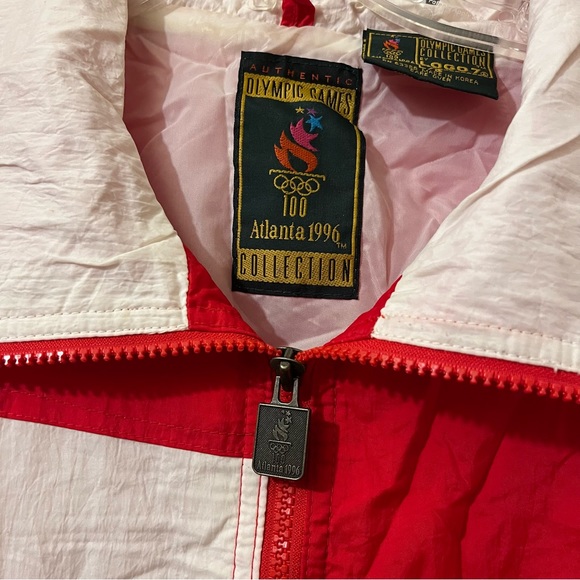 VTG Logo 7 Olympic Collection Track Jacket 90s Atlanta USA Patriotic Large - Picture 8 of 16